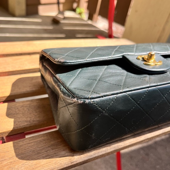 Forest green small Chanel double flap - Picture 10 of 12